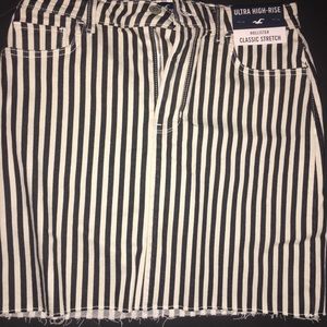 Black and white striped denim skirt NWT